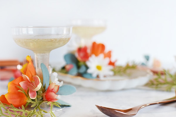 Clever and Inexpensive Faux Floral Champagne Saucer Glasses, Delineate Your Dwelling
