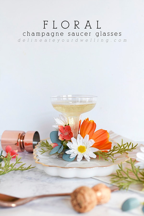 Clever and Inexpensive Faux Floral Champagne Saucer Glasses, Delineate Your Dwelling