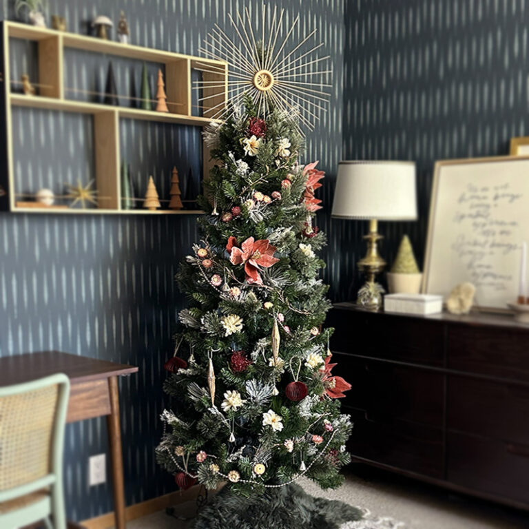 Burgundy Floral Christmas Tree