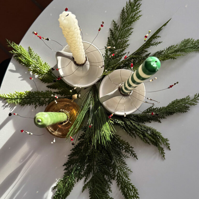 1-Christmas Beaded Candle Cuffs on white table