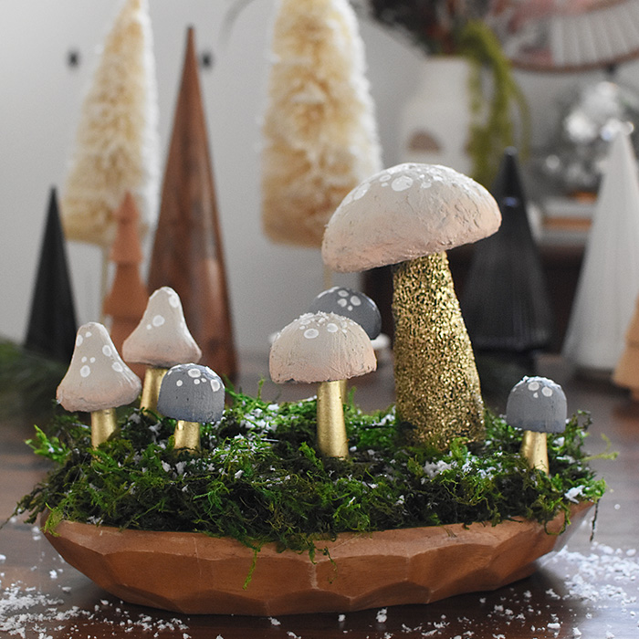 DIY Christmas Mushroom Centerpiece