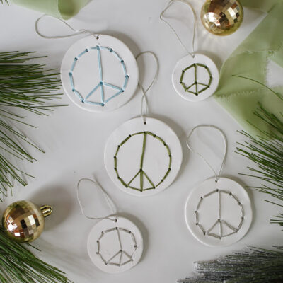 1-Clay Peace Sign ornaments