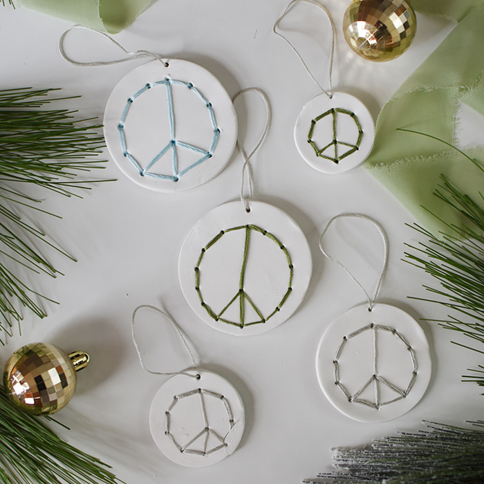 1-Clay Peace Sign ornaments