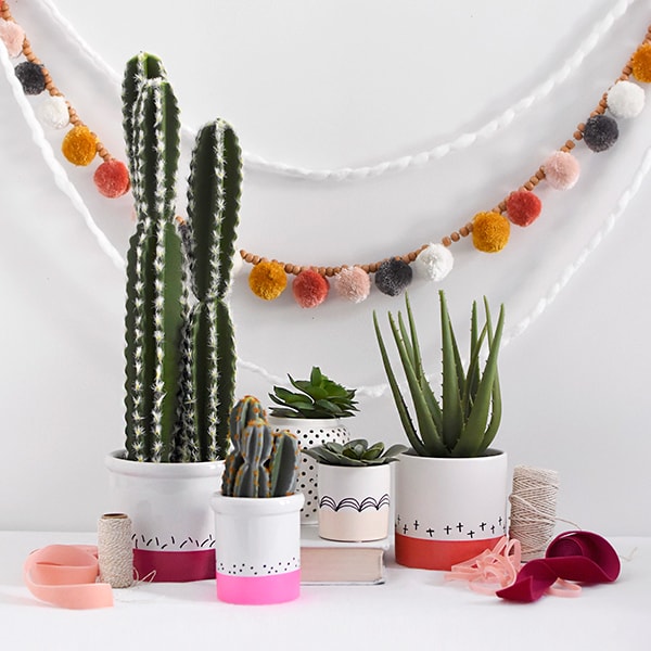 How to make Color Block Cactus Pots