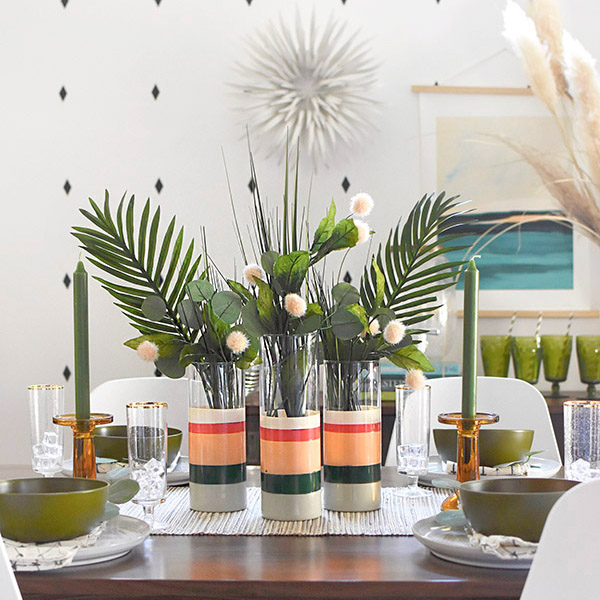 Color Blocked Vase Table Setting