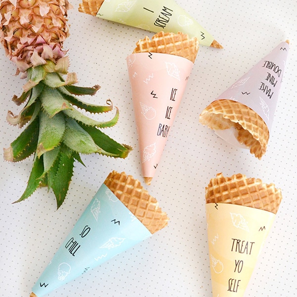 Printable Ice Cream Cone Wrappers