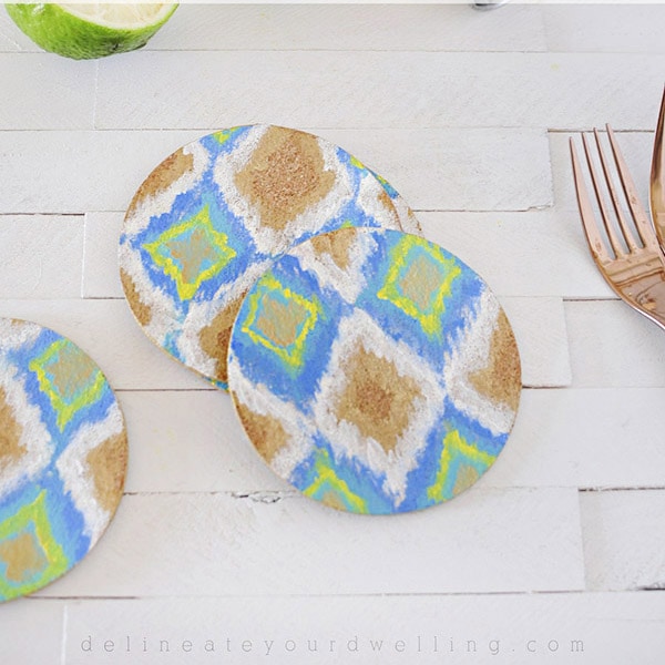 1-DIY Ikat Cork Coasters