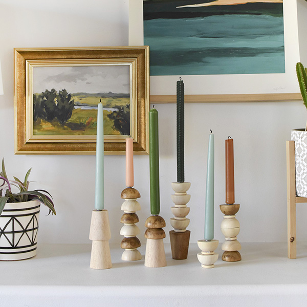 DIY Wooden Candlestick Holders