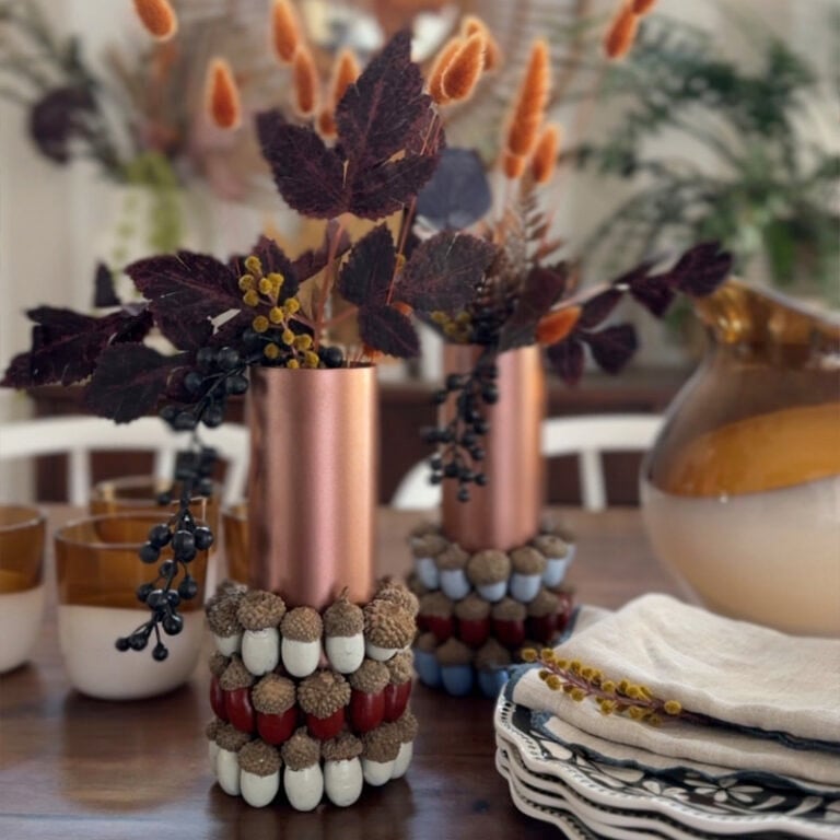 1 - Fall Acorn Vase - colorful Autumn centerpiece