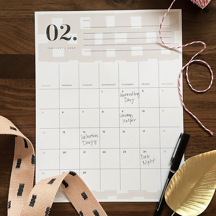 2023 Checkerboard Printable Calendar