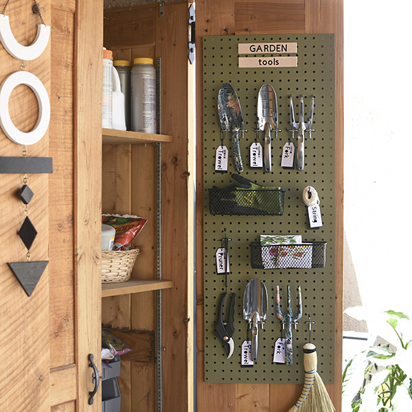 Garden Tool Pegboard Organization