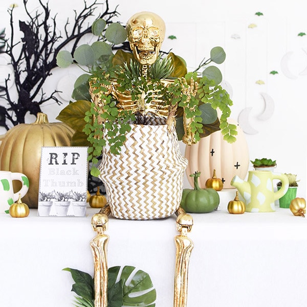 Gold Plant Lady Skeleton