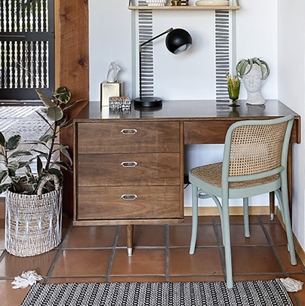 1-Green Cane chair - thrifted