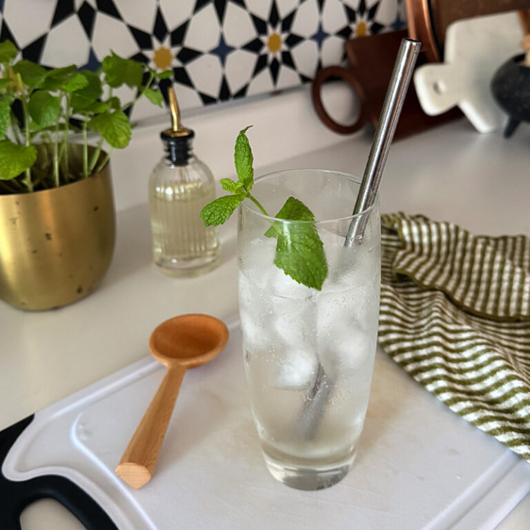 1- Mint Sparkling Water Mocktail - Garden Mint drink