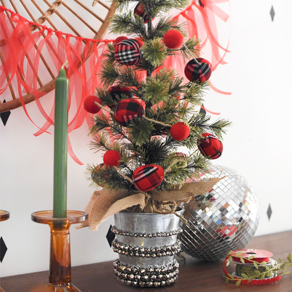 Jingle Bell Tabletop Christmas Tree Pot