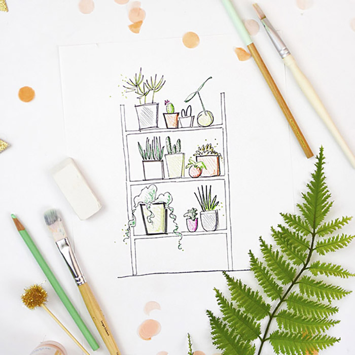 Plant Shelfie Coloring Page