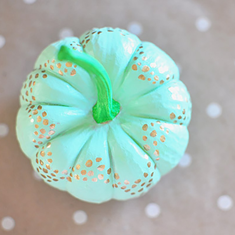 1- Mint Green and Gold pumpkin