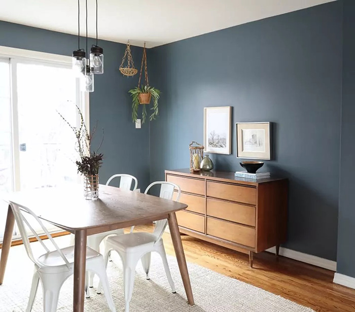 Teal Blue MCM Dining Room 