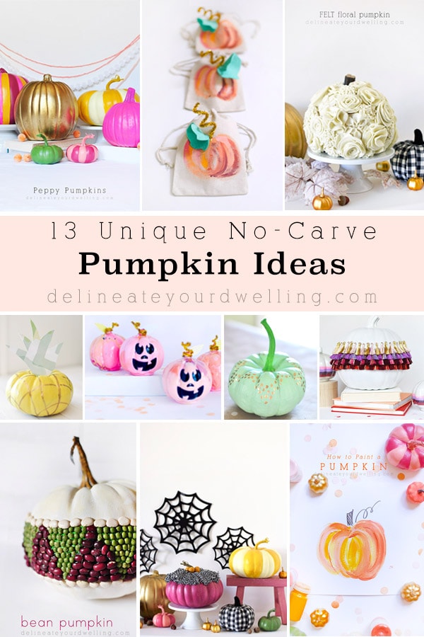 Colorful No Carve Pumpkins Ideas