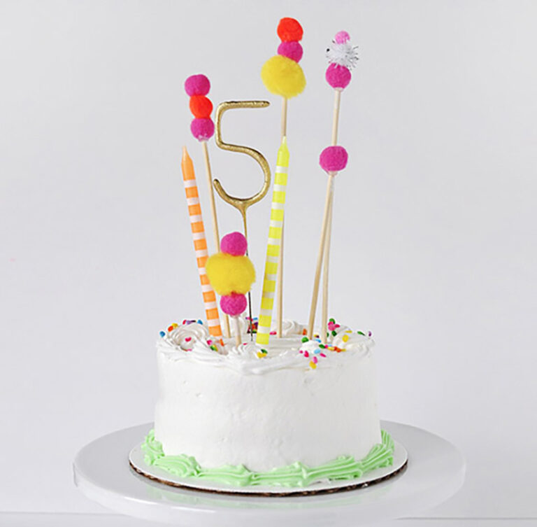 1- Pom Pom Birthday Cake topper