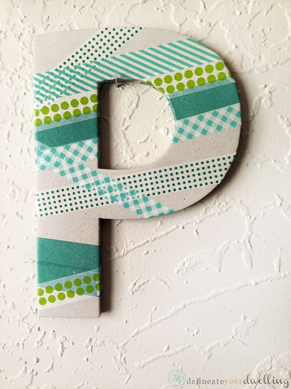 Paper Mache DIY Washi Tape Letter wall decor 