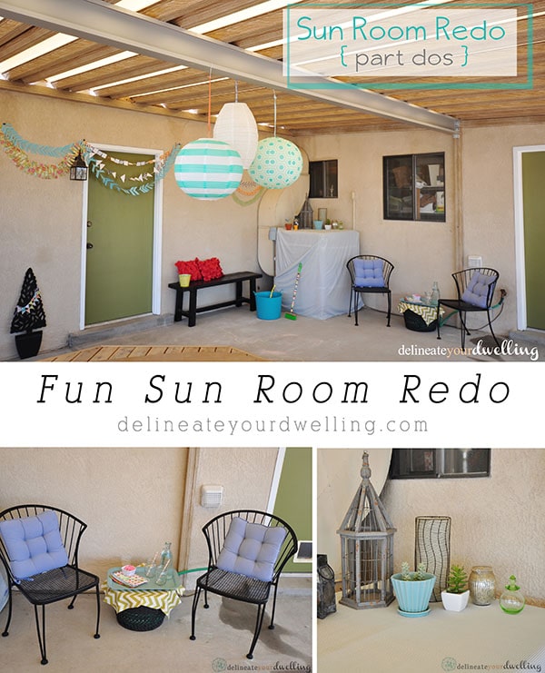 See the step by step progression of taking a dull unused space and making it usable and fun with a simple Sun Room Redo project! Delineate Your Dwelling