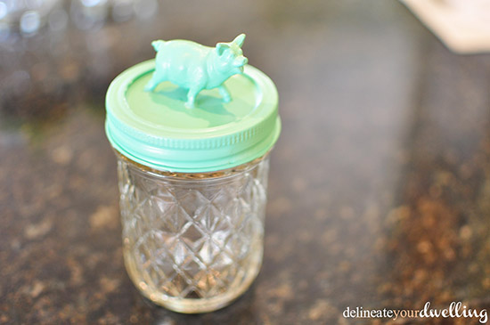 Mint green Mason Jar Play-Dough pig