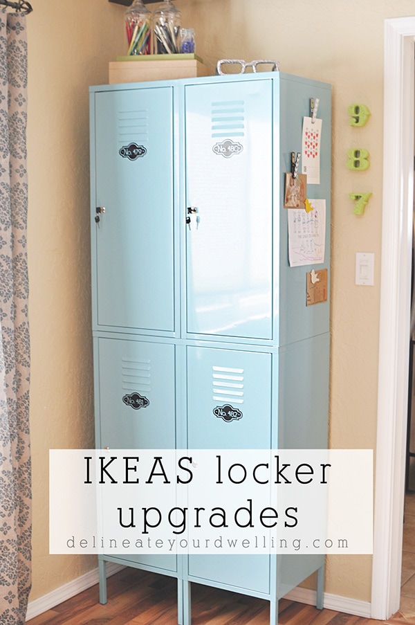 See how to best organize and update your metal IKEA lockers!  Tips for what to store in your lockers and what containers are best to use. Delineate Your Dwelling #IKEAlockerorganization #lockerorganization