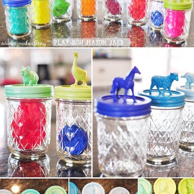 Mason Jar Playdoh containers