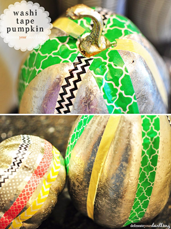 See how to create Washi Tape Pumpkins, a quick pumpkin craft ever! Delineate Your Dwelling