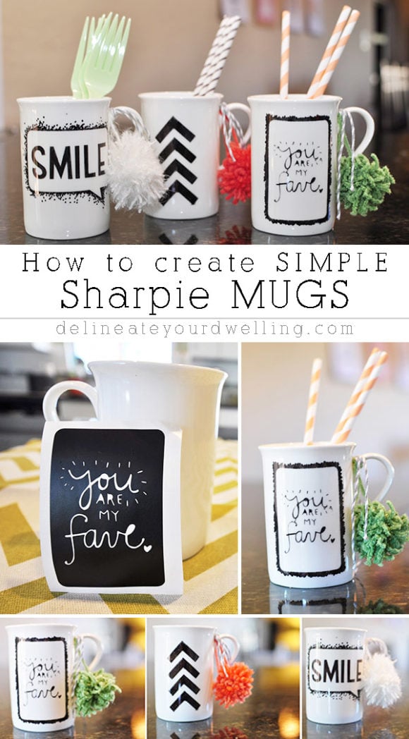 How to create a simple Sharpie Mug Art to give as a gift or just keep for yourself! Follow these step by step directions to create your own masterpiece. Delineate your dwelling #sharpiemugart #sharpiemug