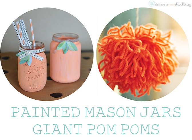 Painted Mason Jar + Giant Poms : Garden Party