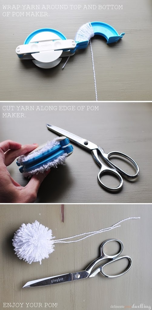 Pom Pom Throw Blanket, Delineate Your Dwelling #blanket #pompoms Making Pom Pom steps