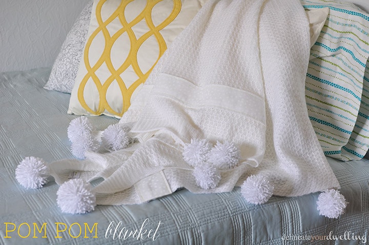Pom Pom Throw Blanket, Delineate Your Dwelling #blanket #pompoms Pom pom blanket and pillows