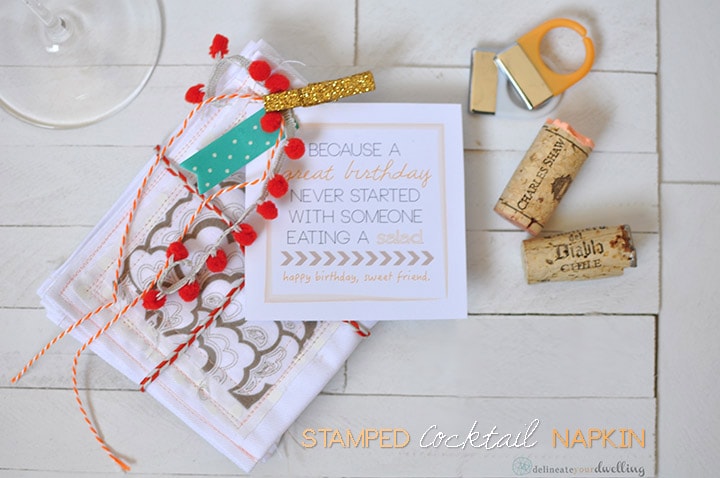 Stamped Cocktail Napkins and a Free Printable