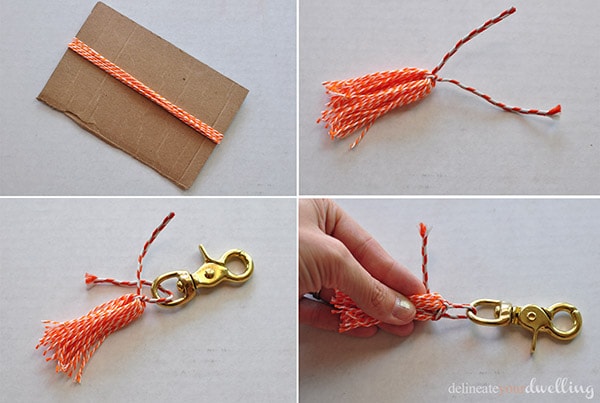 Swivel Tassel Keychain, Delineate Your Dwelling #tassel #orange #twine 