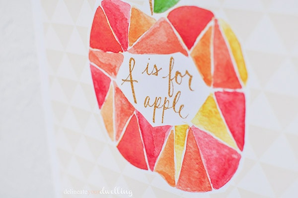 Paint a DIY Geometric Apple Watercolor piece of art work! Delineate Your Dwelling