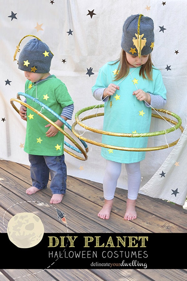 Easy to Make Planet Halloween Costumes with hula hoops, Delineate Your Dwelling