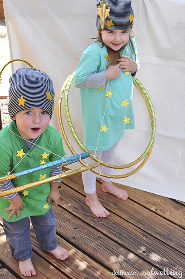 Kids in Halloween dress