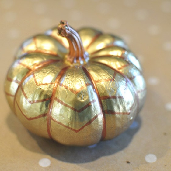 No Carve Gold + Bronze Pumpkin