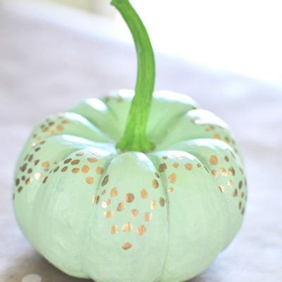 1 No Carve Mint Green + Gold Pumpkin