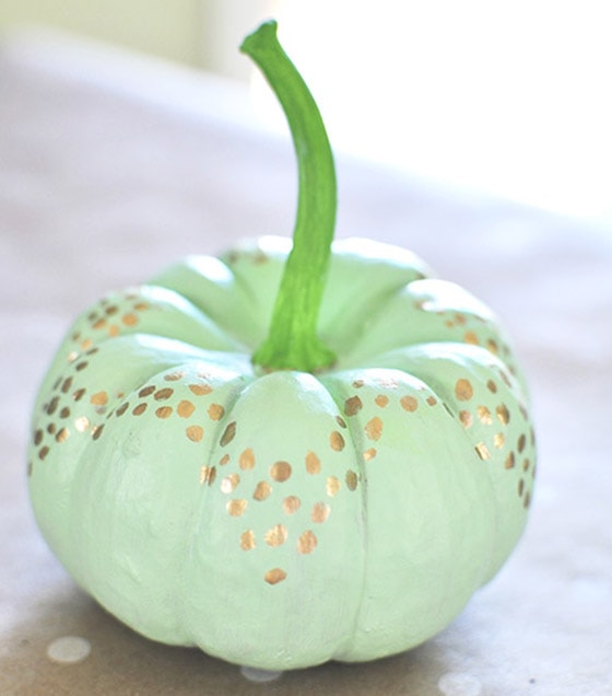 1 No Carve Mint Green + Gold Pumpkin