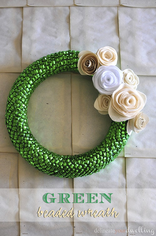 Green Beaded Wreath, Delineate Your Dwelling #fall #decor