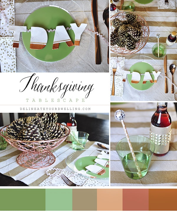 Thanksgiving Table Green Copper Gold