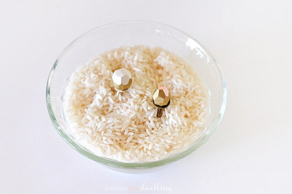 Clay Rings Drying in bowl of rice