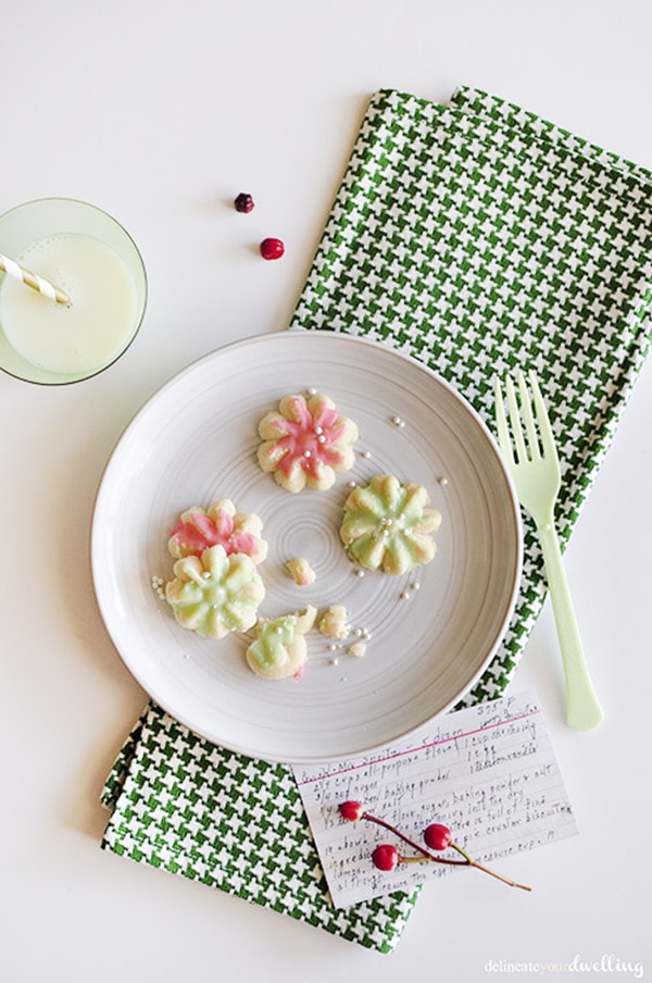 Spritz Cookies green napkin