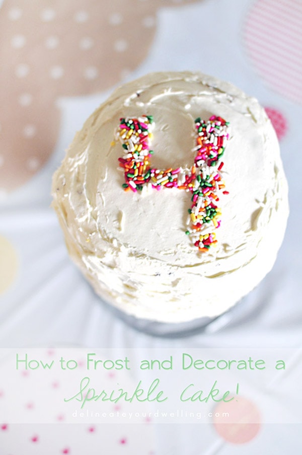 How to frost and decorate a DIY Sprinkle Cake