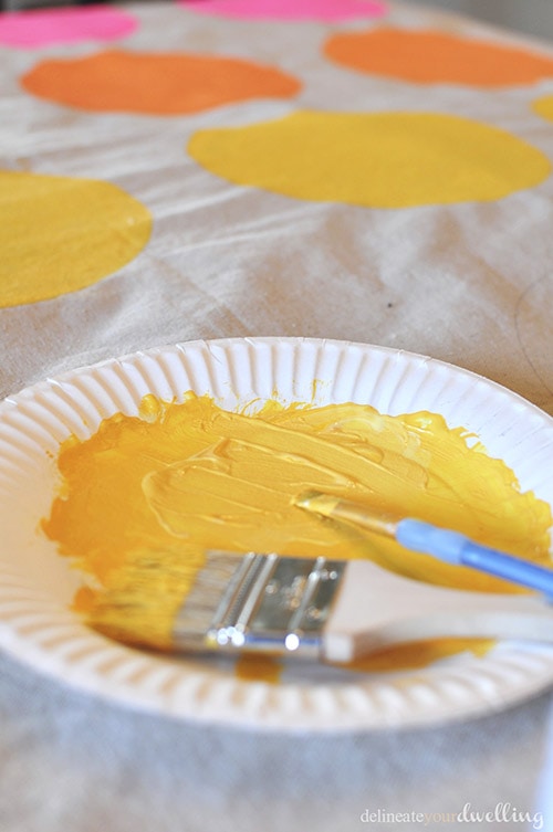 DIY Twister mat and board game yellow paint