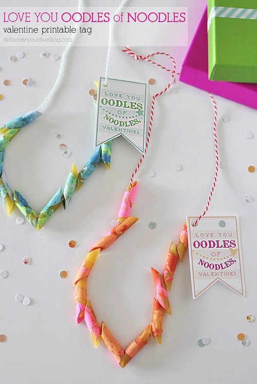 Love You Oodles of Noodles Valentine's Day necklace
