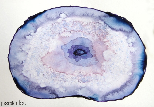 watercolor agate slice detail